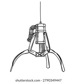 arcade claw machine crane vector line art hand drawn illustration