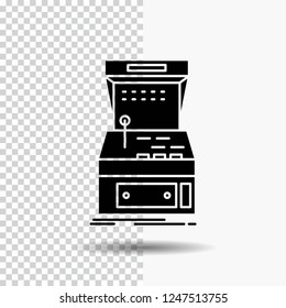 Arcade, console, game, machine, play Glyph Icon on Transparent Background. Black Icon