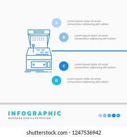 Arcade, console, game, machine, play Infographics Template for Website and Presentation. Line Blue icon infographic style vector illustration