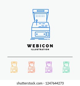 Arcade, console, game, machine, play 5 Color Line Web Icon Template isolated on white. Vector illustration