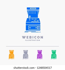Arcade, console, game, machine, play 5 Color Glyph Web Icon Template isolated on white. Vector illustration