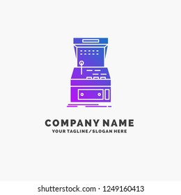 Arcade, console, game, machine, play Purple Business Logo Template. Place for Tagline.