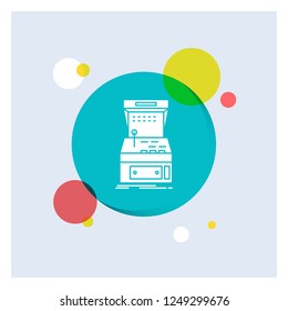 Arcade, console, game, machine, play White Glyph Icon colorful Circle Background