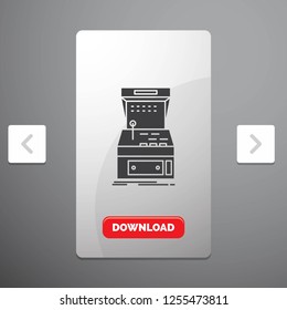 Arcade, console, game, machine, play Glyph Icon in Carousal Pagination Slider Design & Red Download Button