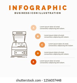 Arcade, console, game, machine, play Infographics Template for Website and Presentation. Line Gray icon with Orange infographic style vector illustration