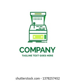 Arcade, console, game, machine, play Flat Business Logo template. Creative Green Brand Name Design.