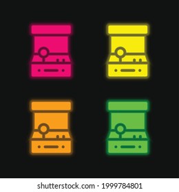 Arcade four color glowing neon vector icon