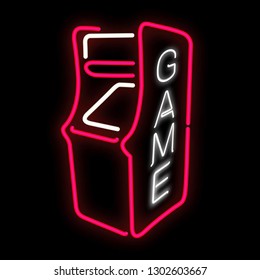 Arcade game cabinet neon effect in vector format