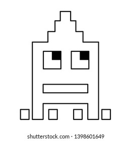 arcade game character in black and white