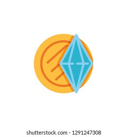 Arcade game diamond flat icon, vector sign, colorful pictogram isolated on white. Bonus diamond symbol, logo illustration. Flat style design