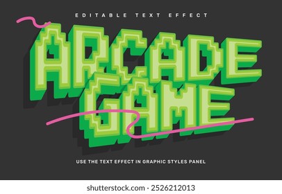 Arcade game editable text effect template