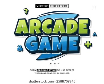arcade game editable text, font effect, 3d text for title