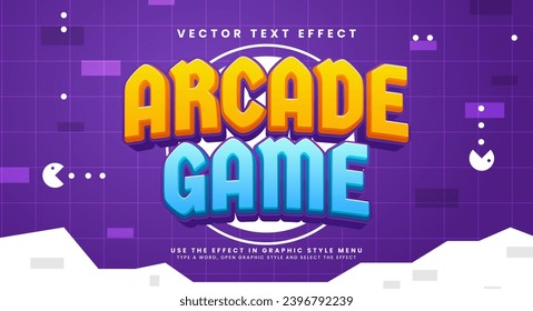 Arcade game editable text style effect. Vector text effect with the style of young people who like to play games.