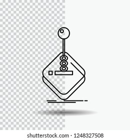 arcade, game, gaming, joystick, stick Line Icon on Transparent Background. Black Icon Vector Illustration