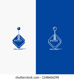 arcade, game, gaming, joystick, stick Line and Glyph web Button in Blue color Vertical Banner for UI and UX, website or mobile application