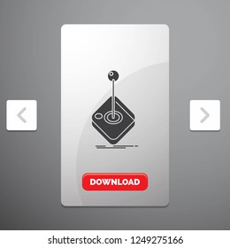 Arcade, game, gaming, joystick, stick Glyph Icon in Carousal Pagination Slider Design & Red Download Button