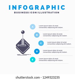 arcade, game, gaming, joystick, stick Infographics Template for Website and Presentation. Glyph Gray icon with Blue infographic style vector illustration.