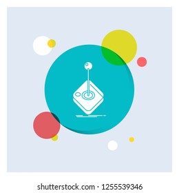 Arcade, game, gaming, joystick, stick White Glyph Icon colorful Circle Background