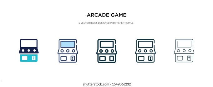 arcade game icon in different style vector illustration. two colored and black arcade game vector icons designed in filled, outline, line and stroke style can be used for web, mobile, ui