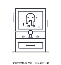 Arcade game icon, linear isolated illustration, thin line vector, web design sign, outline concept symbol with editable stroke on white background.