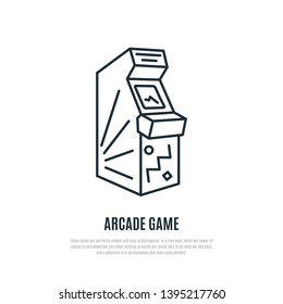 Arcade game line icon. Arcade machine symbol. Liner style. Vector illustration.