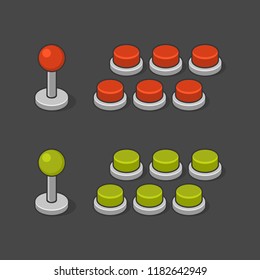 Arcade Game Machine Buttons and Joystick Set. Vector