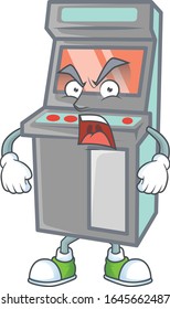 Arcade game machine cartoon character design with angry face