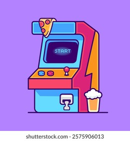 Arcade Game Machine Cartoon Vector Icon Illustration. 
Technology Holiday Icon Concept Isolated Premium Vector. 
Flat Cartoon Style 