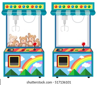 Arcade game machine with dolls illustration