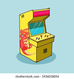 Máquina de juegos de arcade con ilustración de dragón