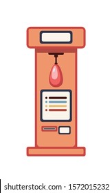 Arcade game machine flat vector illustration. Boxing and punching arcade isolated on white background. Device for entertainment. Amusement for kids and adults. Show your strength, punching bag.