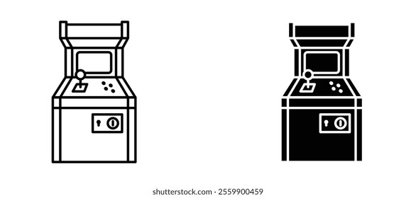 Arcade game machine Icon set in black color for ui designs