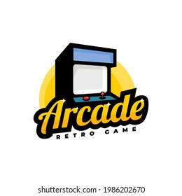 logo de la máquina de juegos de arcade con un estilo retro. es bueno para cualquier negocio con un tema de juego retro.