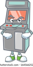 Arcade game machine mascot icon design style with Smirking face