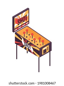 Arcade game machine in retro style on white background isometric vector illustration