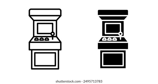 Arcade game machine vector icon set in black color.