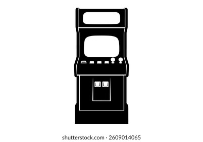 Arcade Game Machine Vector Silhouette , Video Gaming Machine Black Clipart