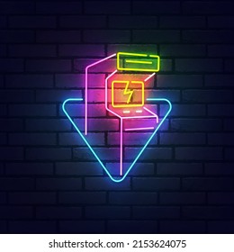 Arcade Game neon sign, bright signboard, light banner. Arcade machine logo neon, emblem. Vector illustration