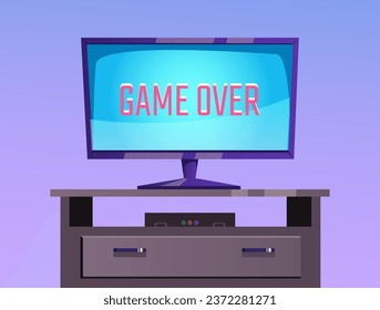 Arcade game over retro machine monitor console concept. Vector flat graphic design illustration