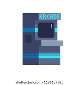 Arcade game retro machine on white background. Pixel art icon. Old gaming machine isolated vector illustration. 8-bit sprite. Design for web, logo, game development