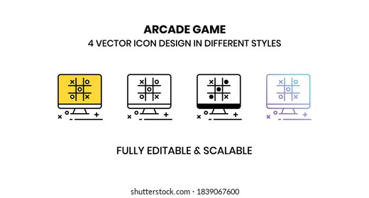 Arcade Game Vector illustration icons in different style