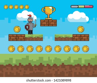 Arcade game world and pixel scene design