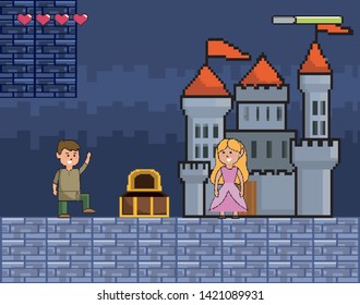 Arcade game world and pixel scene design