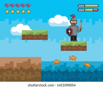Arcade game world and pixel scene design