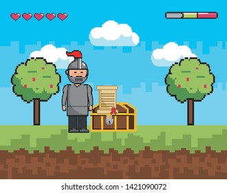 Arcade game world and pixel scene design