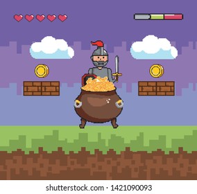 Arcade game world and pixel scene design