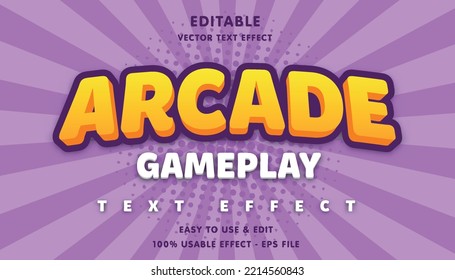 arcade gameplay editable text effect with modern and simple style, usable for logo or campaign title