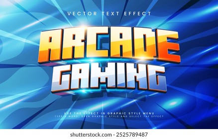 Efecto de texto de Vector editable de juegos de arcade con concepto de juego de tecnología en línea