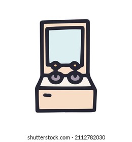 icono de la máquina de juegos de arcade color vectorial doodle simple