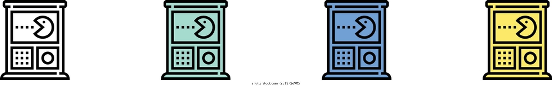 arcade icon. Outline, Green, Blue and Yellow Style Design Isolated On White Background